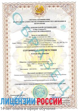 Образец сертификата соответствия Сафоново Сертификат OHSAS 18001